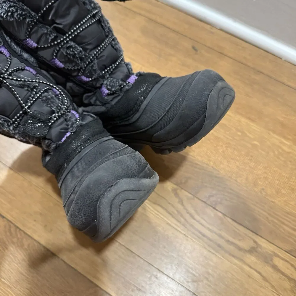 Kamik Snowgypsy 4 Winter Boot Black Girls Waterproof Fur Lined Snow Kids Sz 1